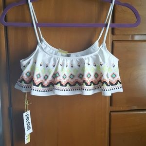 White tribal bikini top, LA hearts flowy top